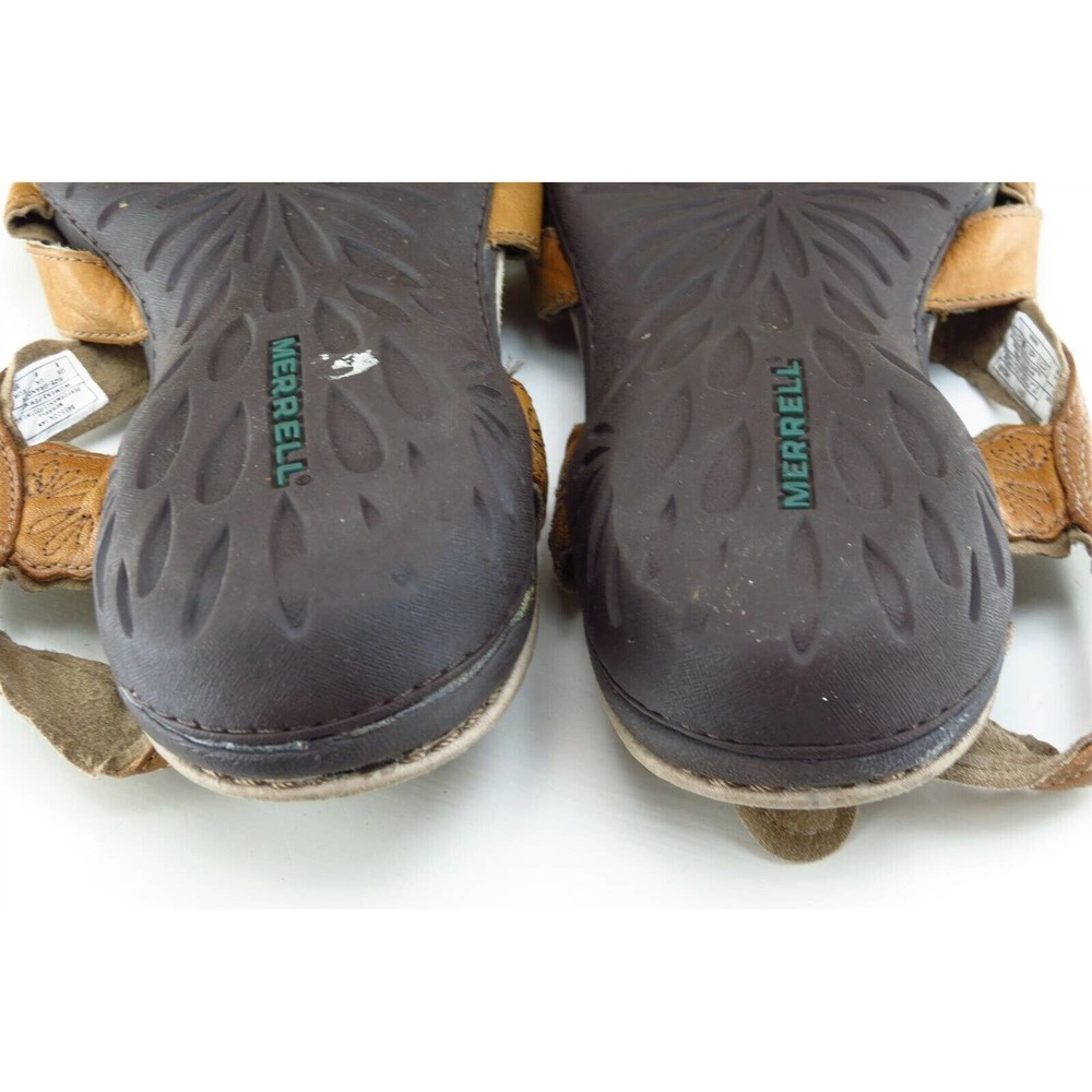 Merrell Sz 8 M Brown Strappy Leather Women Sandals Bassoon - Picture 6 of 7